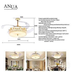 LED Crystal Chandelier Invisible Fan Leaf Remote Control
