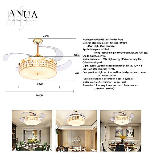 LED Crystal Chandelier Invisible Fan Leaf Remote Control