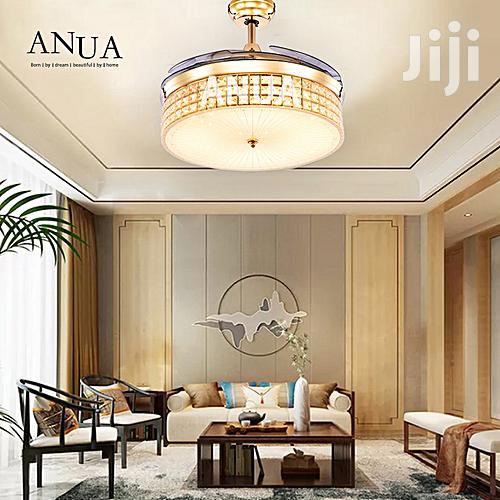 LED Crystal Chandelier Invisible Fan Leaf Remote Control