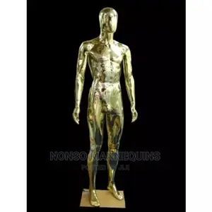 Male Full Body Gold Chrome Egg Head Display Mannequin 1