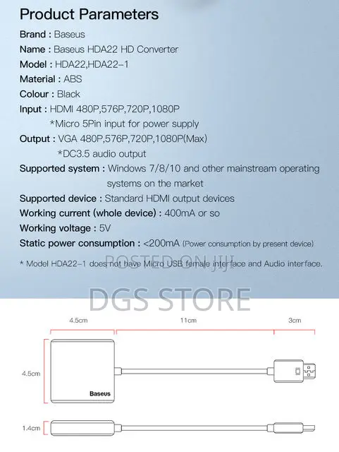 Baseus HD Converter Hub HD to VGA