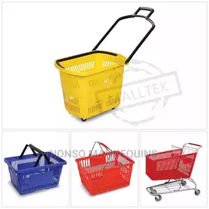 Plastic Supermarket Shopping Rolling Trolley