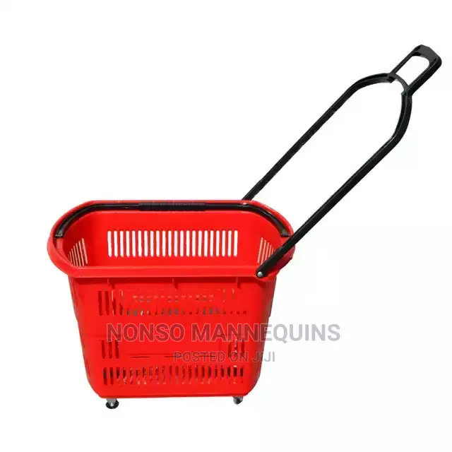Plastic Supermarket Shopping Rolling Trolley