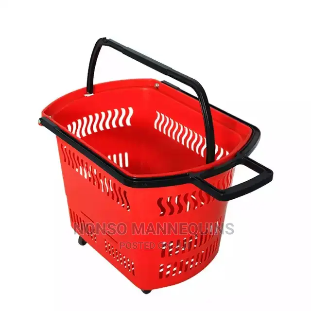 Plastic Supermarket Shopping Rolling Trolley