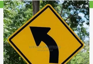 Aluminum Reflective Safety Left Curve Warning Sign BY HIPHEN SOLUTIONS