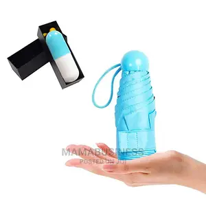 Anti-Uv Folding Capsule Umbrella With Case - Blue