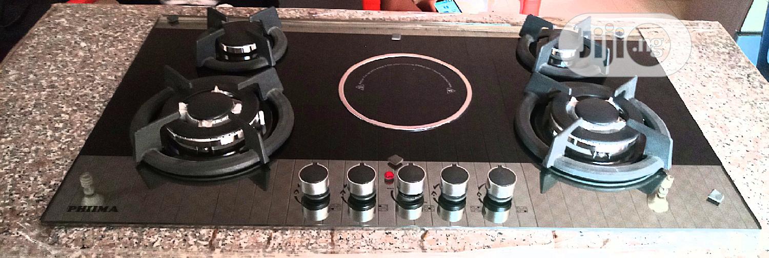 Phiima 90 Cm Gas and Induction Ceramic Hob