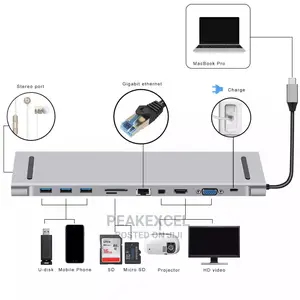 Type-C Hub to HDMI/VGA/USB3.0/LAN/MINI DP Station 11in1 CONVERTER