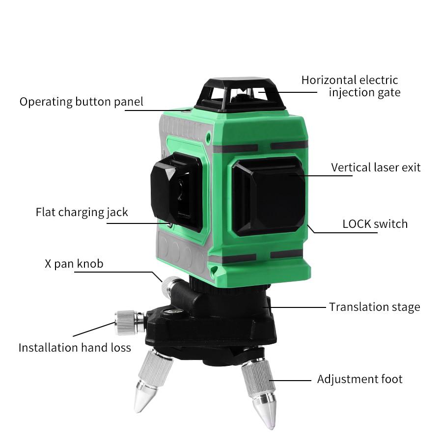 12 Lines 3D Self-Leveling 360 Hor and Vert Green Laser Beam