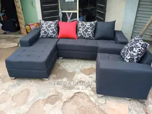 L-Shap Sofa With Single Seater Chair - Fabric Couches. Aws02