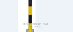 Yellow/Black Stripes Steel Warning Post BY HIPHEN SOLUTIONS LTD