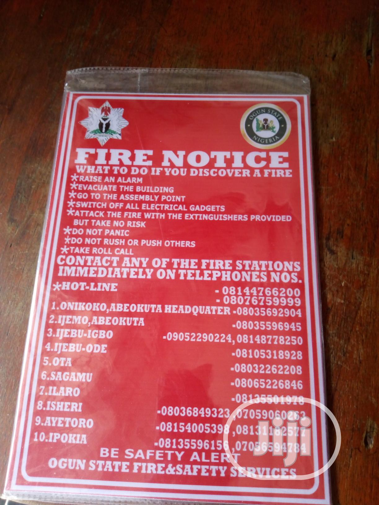 Ogun State Fire Notice Signage.