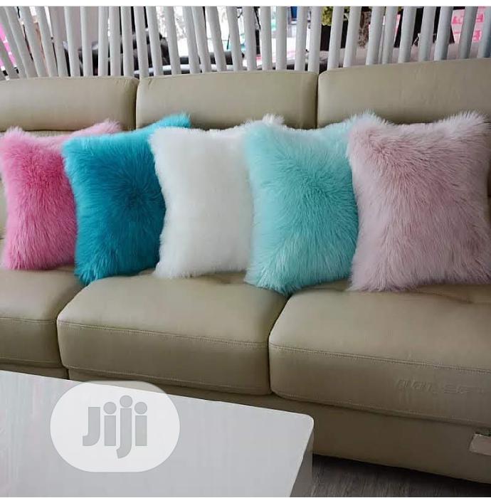 Furry and Fabric Throw Pillows
