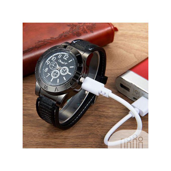 Genuine Leather Men Light Wrist Watch