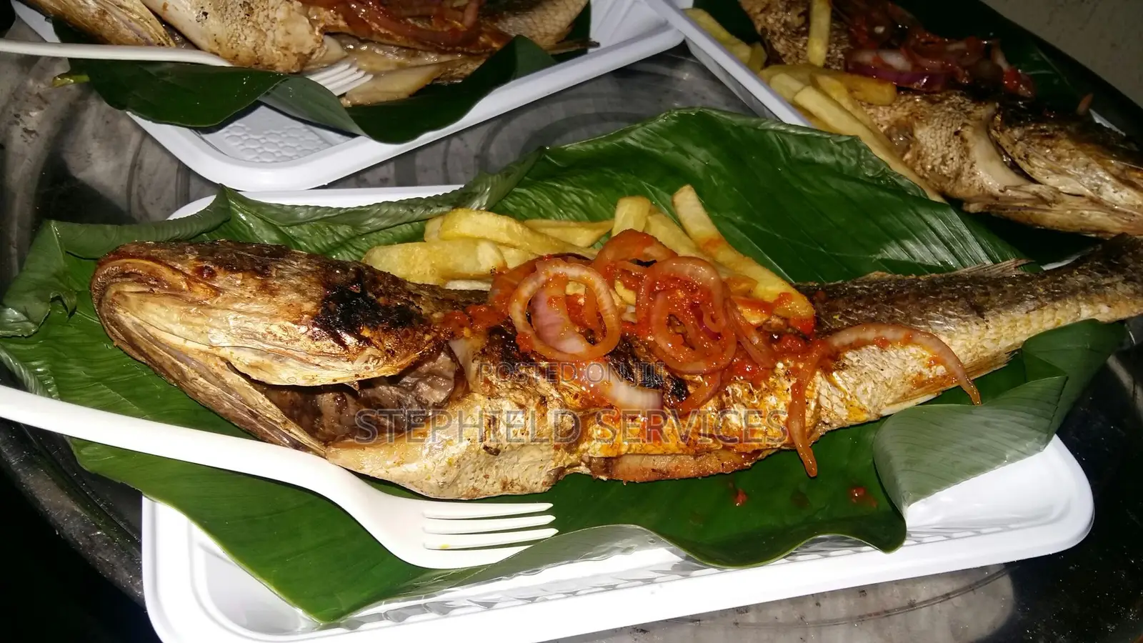 Fish Barbeque With Fries