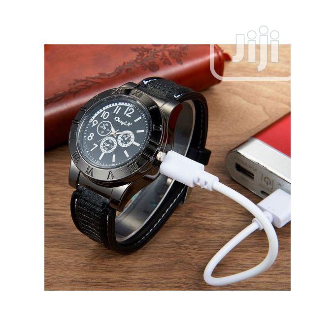 Black Quality Leather Men Wrist Watch
