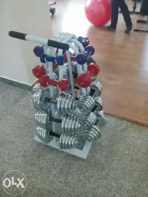 Complete Set Of Iron And Rubber Dumbers With Dumbell Rack