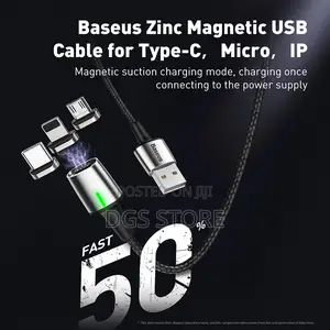 Baseus Zinc Magnetic Cable Kit Ip +Type C +Micro