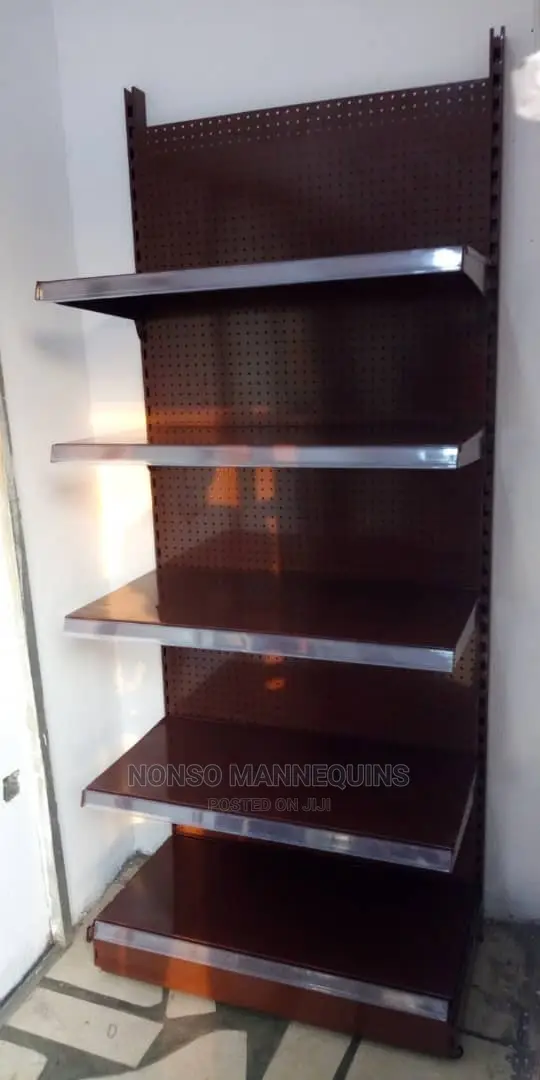 Brown Colour Single Sided Display Shelves
