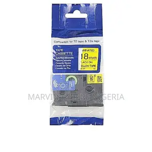 Brother Compatible Tape Tze-18mm Yellow on White Tape