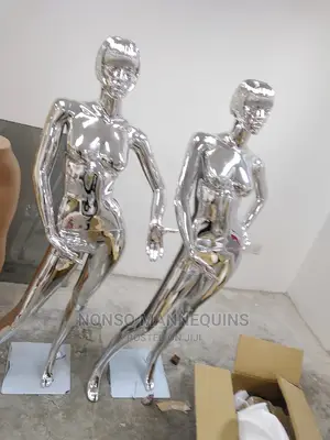 Silver Chrome Slant Pose Female Display Mannequins