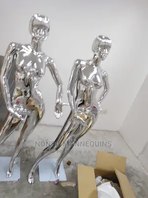 Silver Chrome Slant Pose Female Display Mannequins