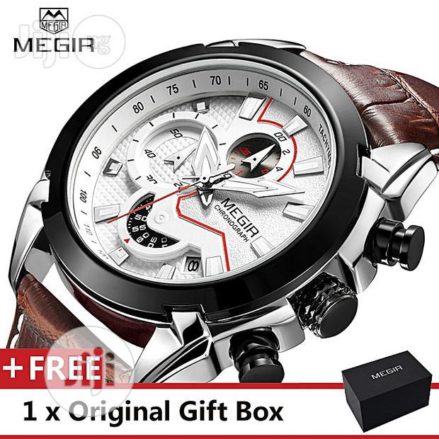 Luxury Leather Army Megir Quartz Watches