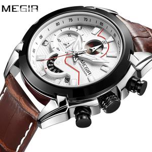 Luxury Leather Army Megir Quartz Watches