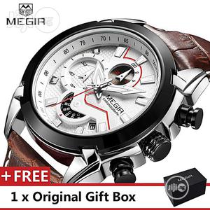 Leather Military Megir Chronograph Clock Men Wrist Watch