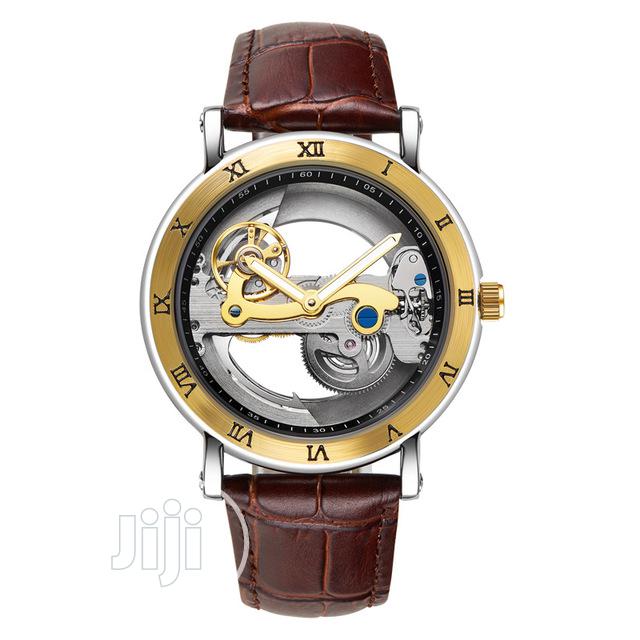 Leather Wallace Mechanical Waterproof Men Hollow Cool Watch