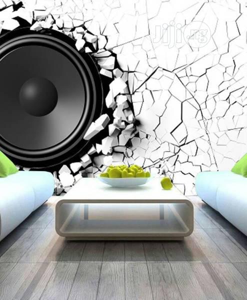 Speaker On Cracked Wall Design Wall Mural 8D