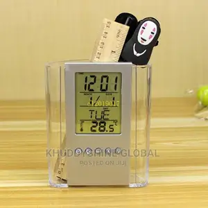 Pen Stand With Digital Clock