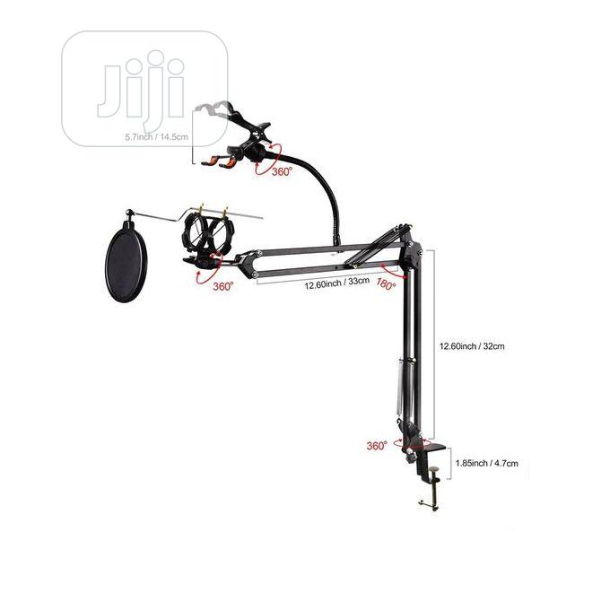 Mic Stand Phone Holder Filter Adjustable Desk Recording