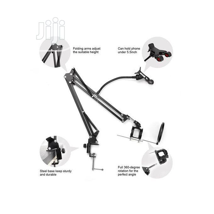 Mic Stand Phone Holder Filter Adjustable Desk Recording