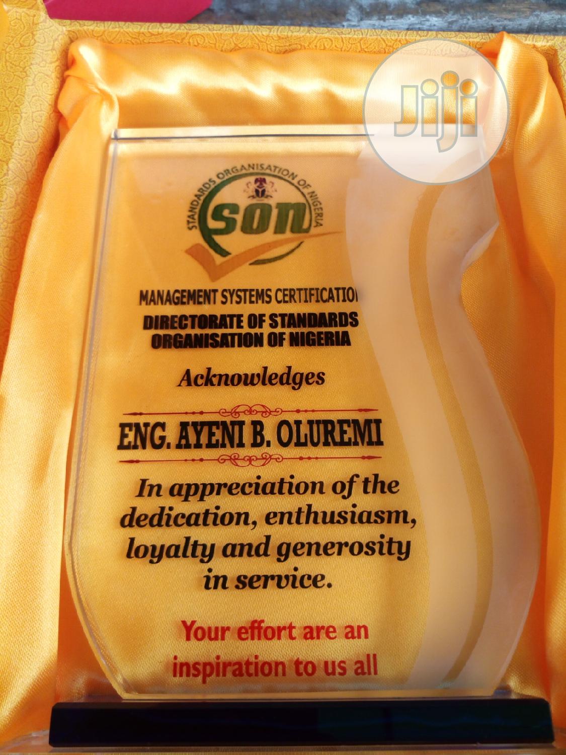 Glass Award Big Quality With Print