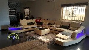 Cream U Shape Sofa With LED Lights