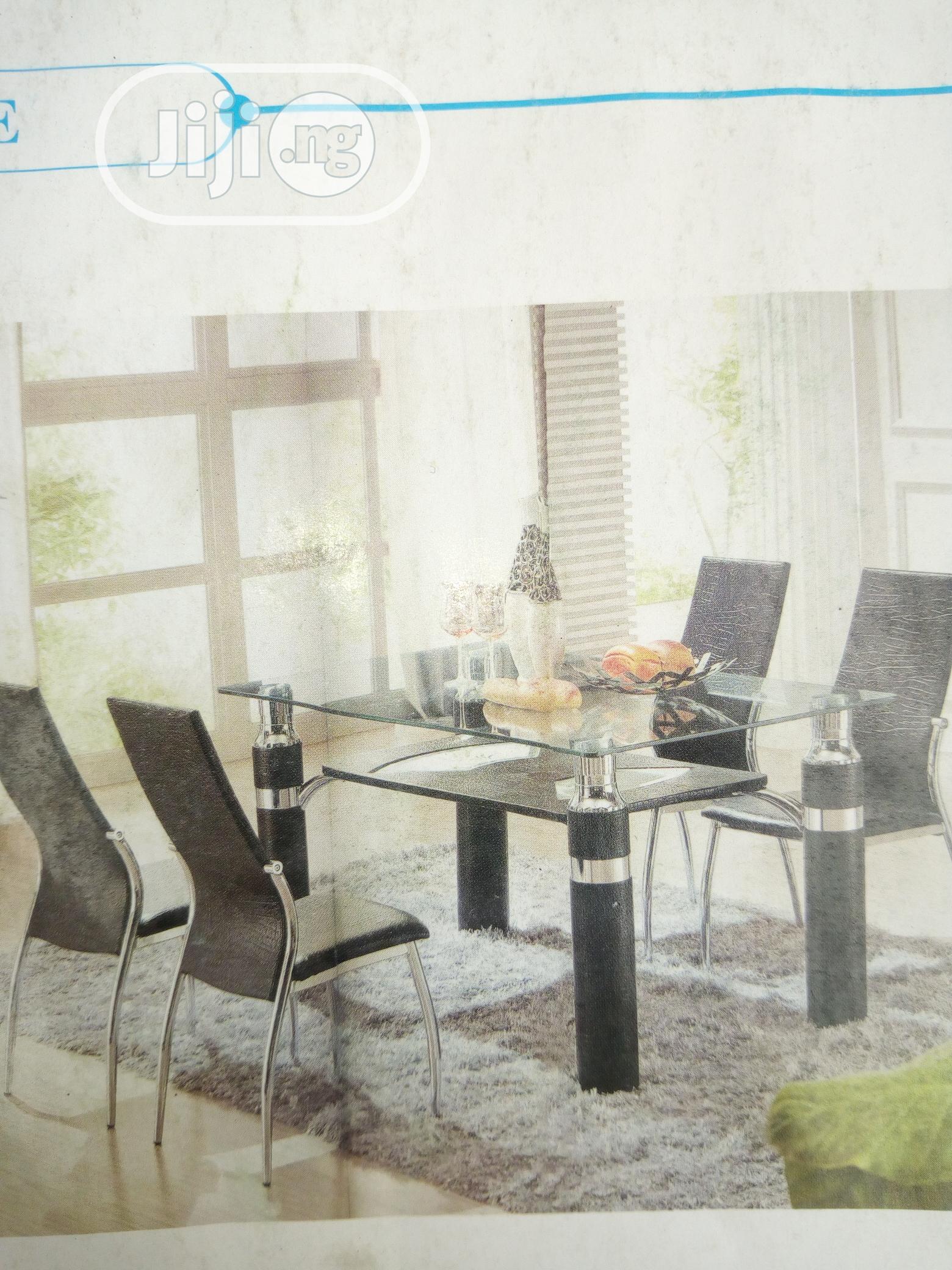 4 Chairs Glass Dining Table