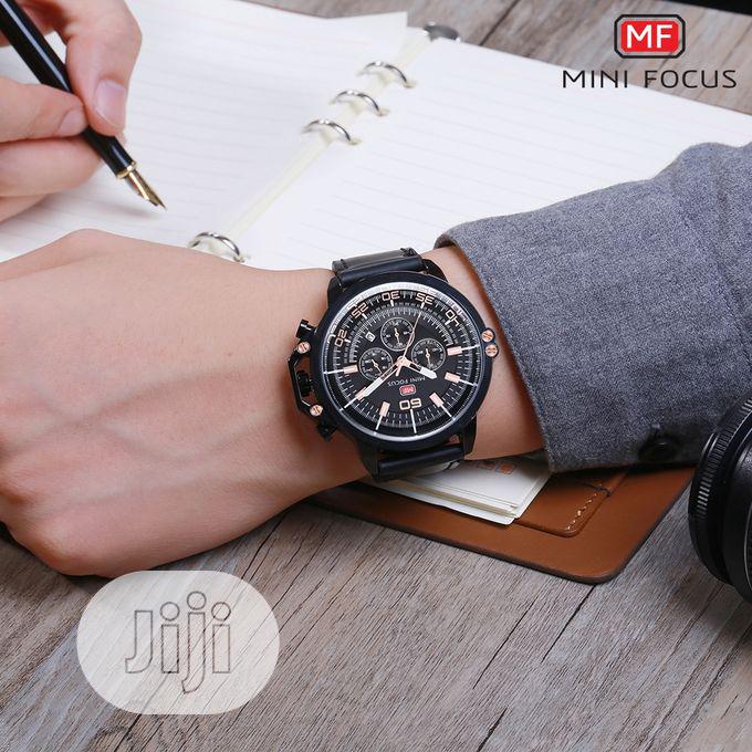 Mini Focus Top Luxury Black Leather Wrist Watch
