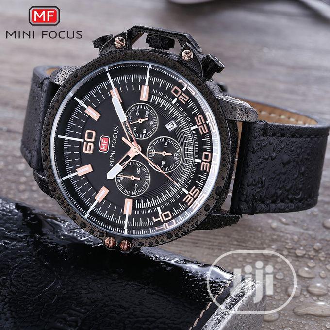 Mini Focus Top Luxury Black Leather Wrist Watch