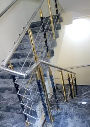 Stainless Hand Rail With Gold and Black Design