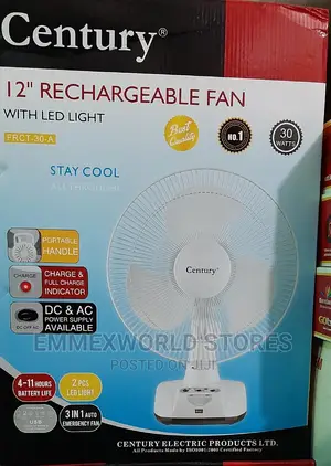 Century Rechargable Fan 12"