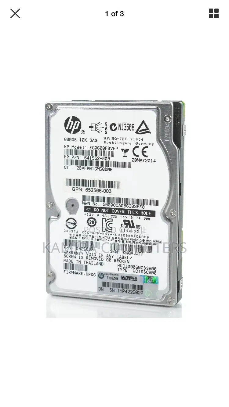 600GB SAS HDD 2.5 10k With Tray