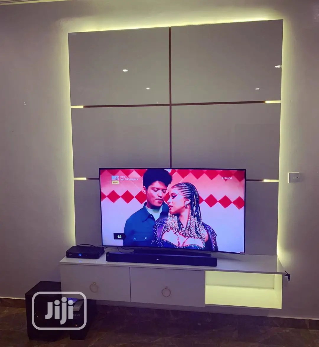 Wall TV Stand Panel With LED Lights