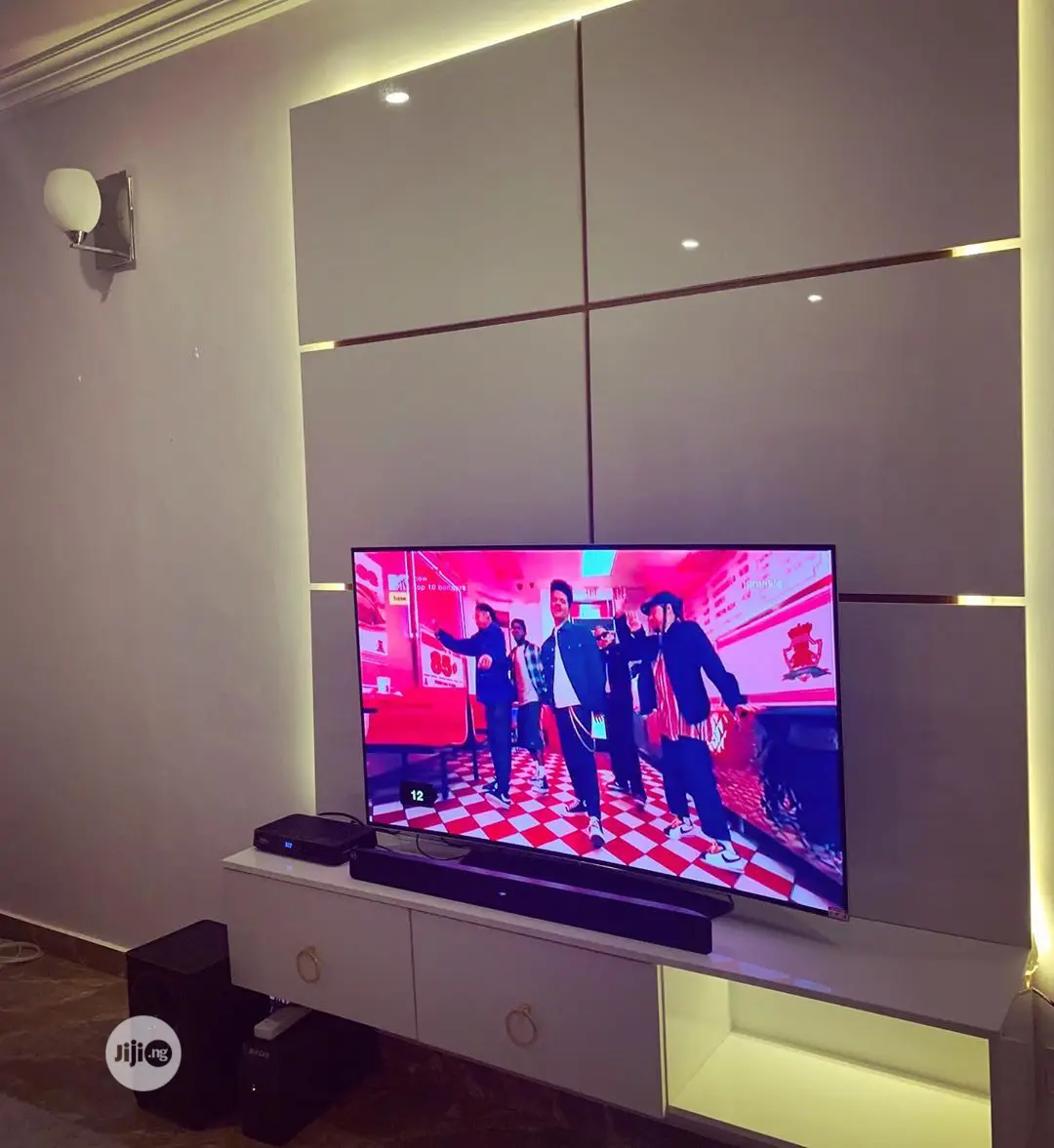 Wall TV Stand Panel With LED Lights