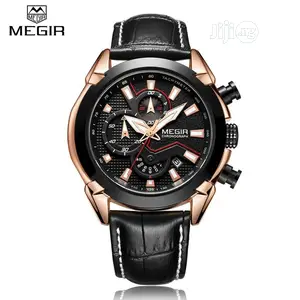 Megir Multi-Functional Genuine Leather Men's Watch