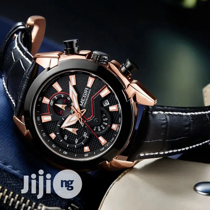 Megir Multi-Functional Genuine Leather Men's Watch
