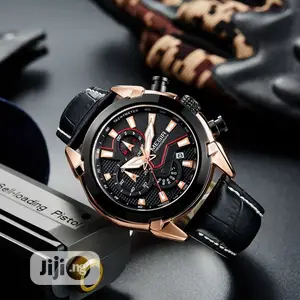 Megir Multi-Functional Genuine Leather Men's Watch