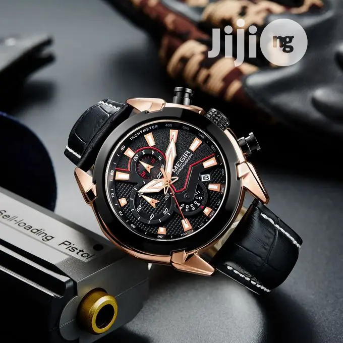 Megir Multi-Functional Genuine Leather Men's Watch