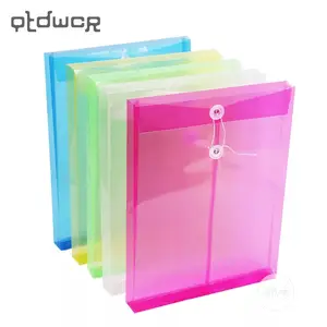 12PC A4 Office File Bag Button Closure Folder Bag Transparen