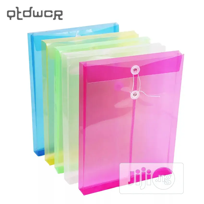 12PC A4 Office File Bag Button Closure Folder Bag Transparen